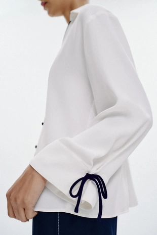 Рубашка с контрастной отделкой- Заказать в России