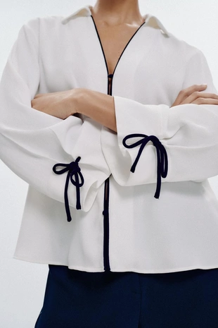 Рубашка с контрастной отделкой- Заказать в России