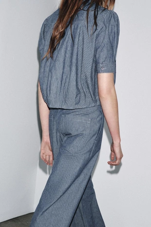 Джинсовая рубашка со складками — ZW COLLECTION- Заказать в России