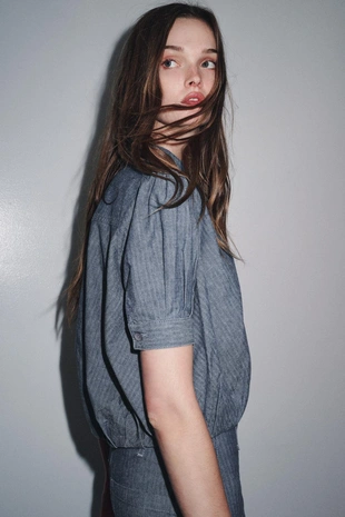 Джинсовая рубашка со складками — ZW COLLECTION- Заказать в России