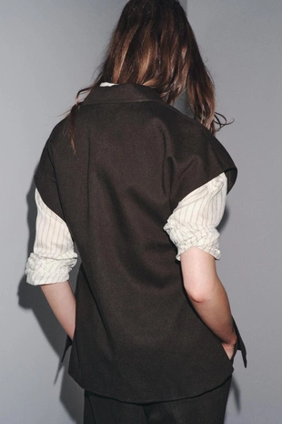 Двубортный жилет из смесового льна — ZW COLLECTION- Заказать в России