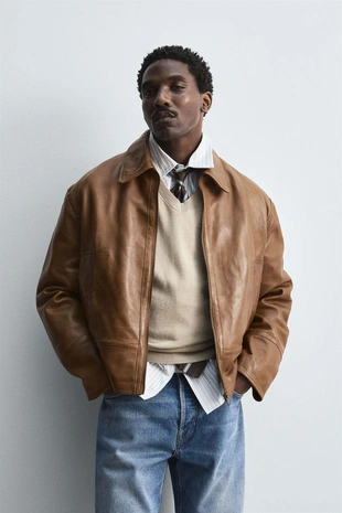 Купить Zara Кожаная куртка - лимитированная серия