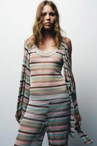 Топ в полоску с металлизированной нитью- Заказать в России