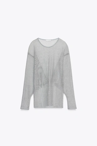 Топ из металлизированной нити с рукавами «летучая мышь»- Заказать в России