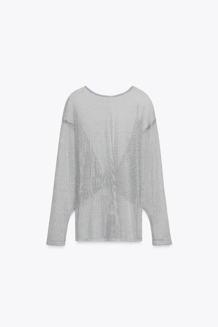 Топ из металлизированной нити с рукавами «летучая мышь»- Заказать в России