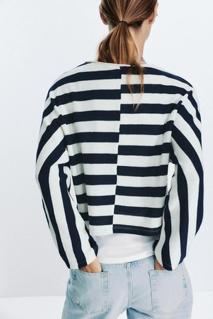 Топ в полоску с рукавами «летучая мышь»- Заказать в России