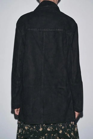 Black | 1966/241/800 - Zara Блейзер оверсайз из замши, 100% — ZW COLLECTION, лимитированная серия