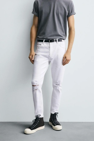 Купить Zara Джинсы SKINNY FIT с разрезами