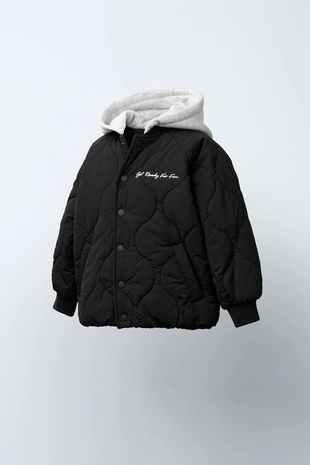 Стеганый бомбер с капюшоном WATER REPELLENT- Заказать в России