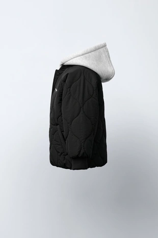 Стеганый бомбер с капюшоном WATER REPELLENT- Заказать в России
