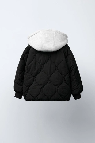Стеганый бомбер с капюшоном WATER REPELLENT- Заказать в России