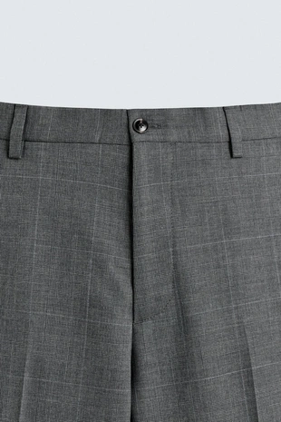 Grey marl | 5747/433/812 - Zara Клетчатые костюмные брюки