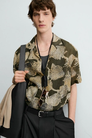 Рубашка из 100% рами с принтом «клубника»- Заказать в России