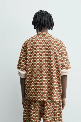 Рубашка JACQUARD с геометрическим узором- Заказать в России