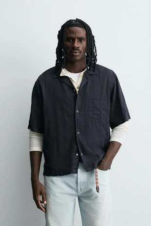 Купить Zara Жаккардовая рубашка в полоску