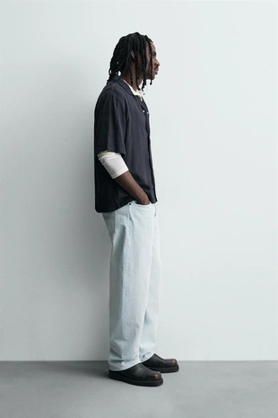 Blue | 1063/325/407 - Zara Жаккардовая рубашка в полоску