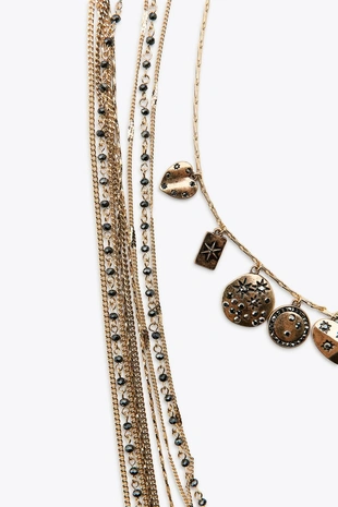 Набор из 3 ожерелий с цепочками, бусинами и шармами- Заказать в России