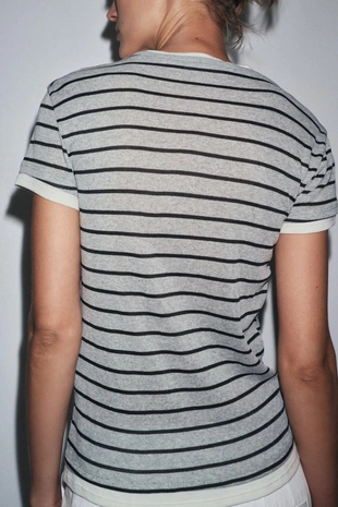 charcoal grey | 5644/827/823 - Zara Футболка двойная в полоску