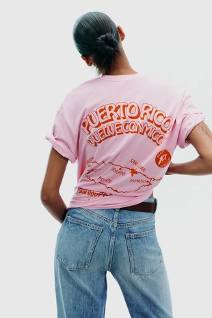 Футболка с принтом и эффектом потертости- Заказать в России