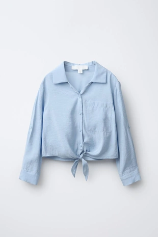 Рубашка струящегося кроя с узлом