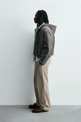 Куртка из ткани с эффектом потертости с капюшоном- Заказать в России