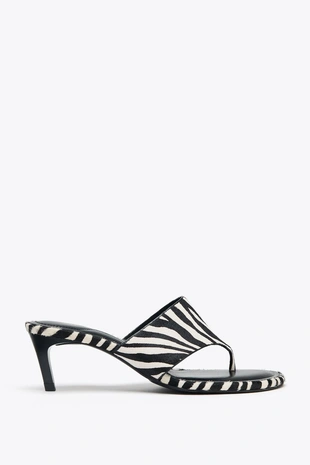 Купить Zara Сандалии из кожи с животным принтом