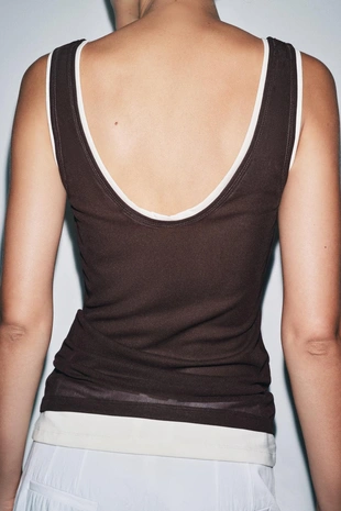 Brown | 1067/451/700 - Zara Футболка с двойными бретелями