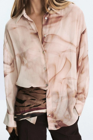 Блузка из ткани бамбула с принтом TIE DYE- Заказать в России