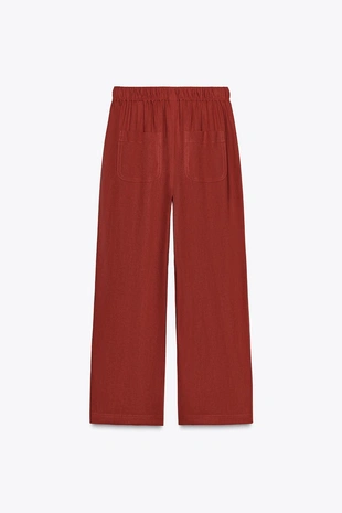 Купить Zara Брюки из льна со шнурком и бусинами