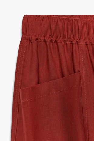 Brick | 8668/383/701 - Zara Брюки из льна со шнурком и бусинами