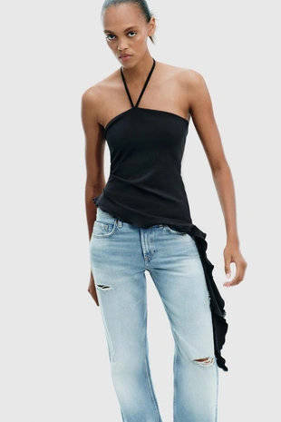 Топ текстурный с воланами- Заказать в России