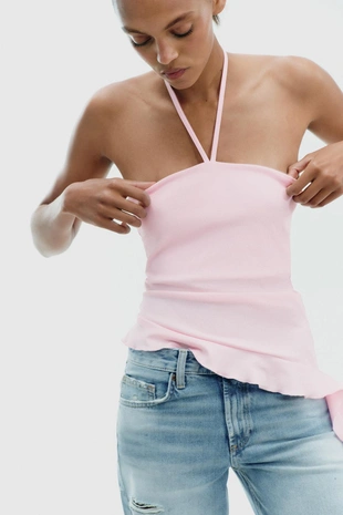 Топ текстурный с воланами