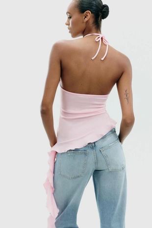 Топ текстурный с воланами