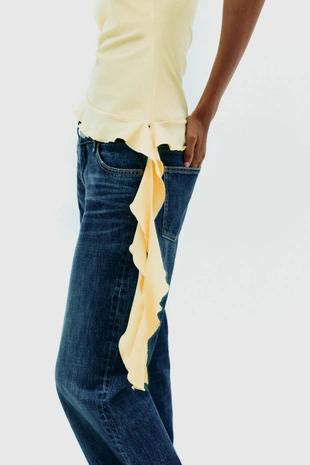 Топ текстурный с воланами- Заказать в России