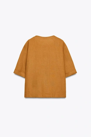 Топ из льна с короткими рукавами ZW COLLECTION