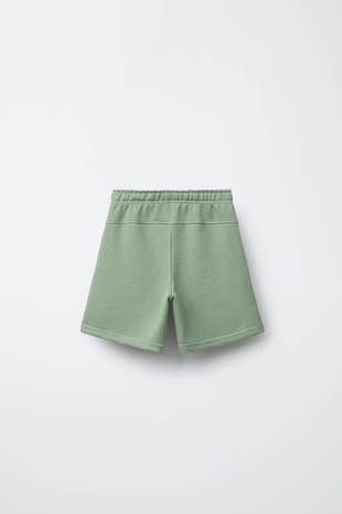 Pastel green | 2795/770/508 - Zara Шорты из мягкой ткани прямого кроя с рельефной надписью