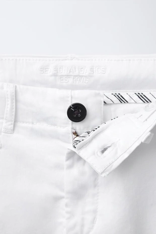 White | 9959/675/250 - Zara Базовые приталенные шорты-бермуды чинос