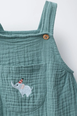 Sea green | 5350/548/982 - Zara Комбинезон текстурный с вышивкой слона