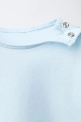 Blue | 6224/619/400 - Zara Однотонная футболка с длинными рукавами