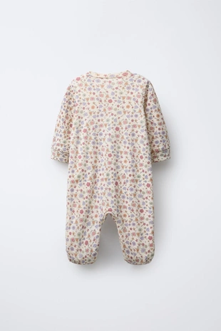 Pink | 8501/499/620 - Zara TWO-PACK OF FLORAL CONVERTIBLE FOOTED SLEEPSUITS