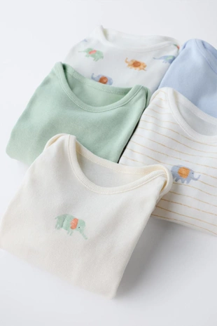 Набор из пяти боди со слонами- Заказать в России