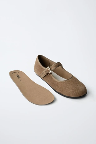 Brown | 2534/630/700 - Zara Кожаные балетки BAREFOOT