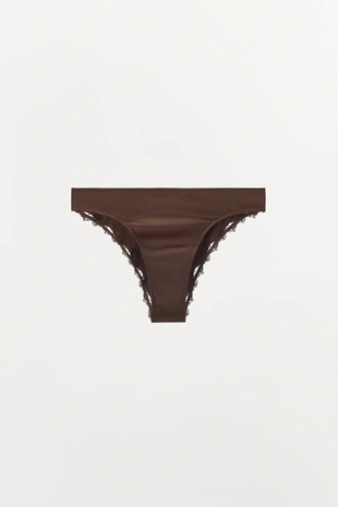 Атласные трусы с кружевом- Заказать в России