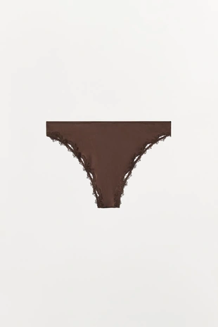 Атласные трусы с кружевом- Заказать в России