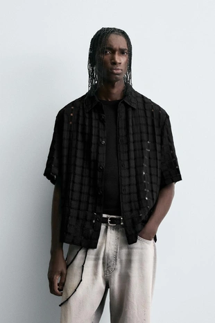 Жаккардовая рубашка с открытой техникой- Заказать в России