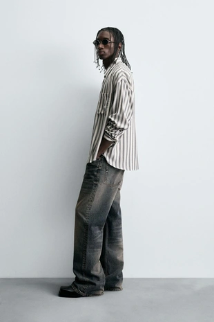 Рубашка хлопок - вискоза в полоску- Заказать в России