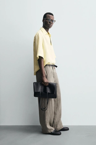 Рубашка-поло из 100% льна- Заказать в России