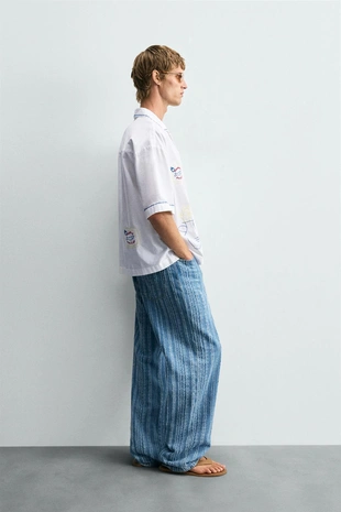 Рубашка с контрастной вышивкой- Заказать в России