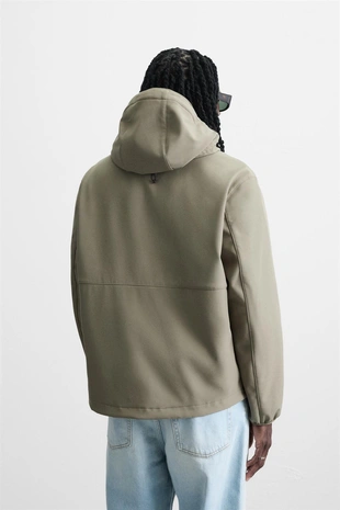 Light khaki | 3918/420/506 - Zara Куртка из высокотехнологичной ткани с флисовой отделкой