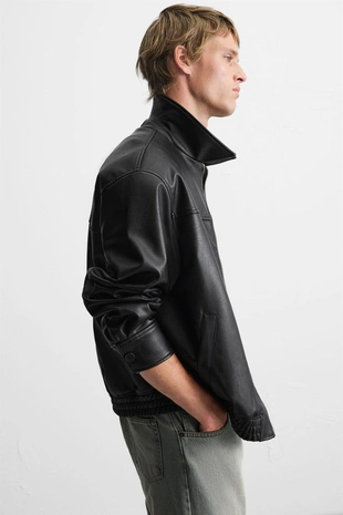 Бомбер из искусственной кожи- Заказать в России